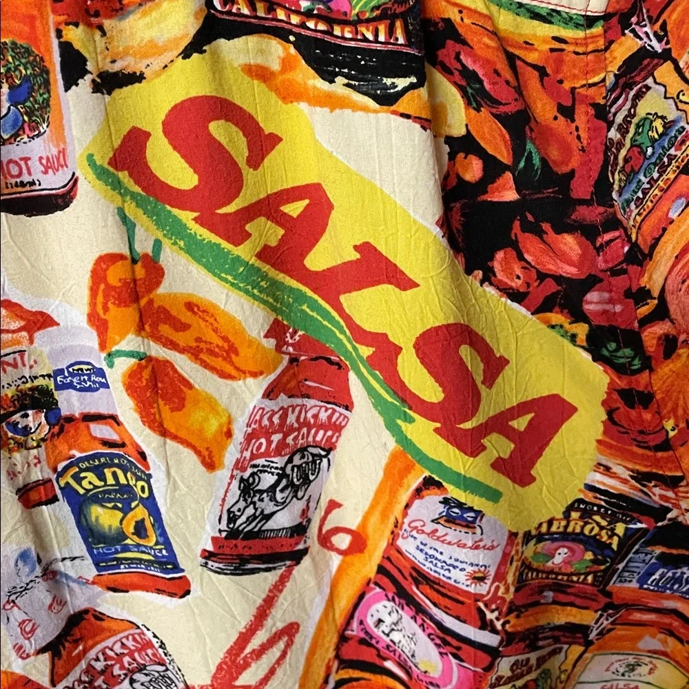 Jams World Food Art "Salsa" print rayon casual button-down shirt men’s size XXL - Picture 8 of 13
